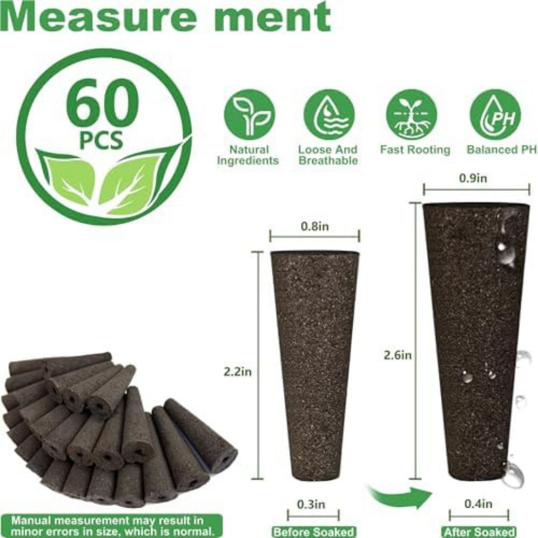 60-Pack Hydroponic Seed Pods for AeroGarden, Peat Sponges for Indoor Garden