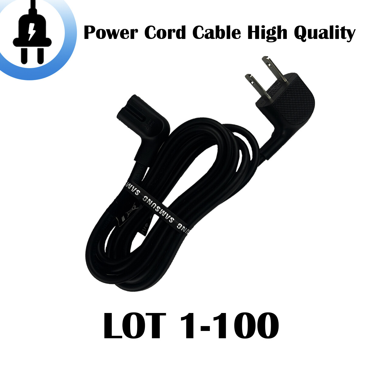 Lot of 1-100 Standard 7A 125V 2-Prong AC Power Cord Cable Samsung 3903-001117