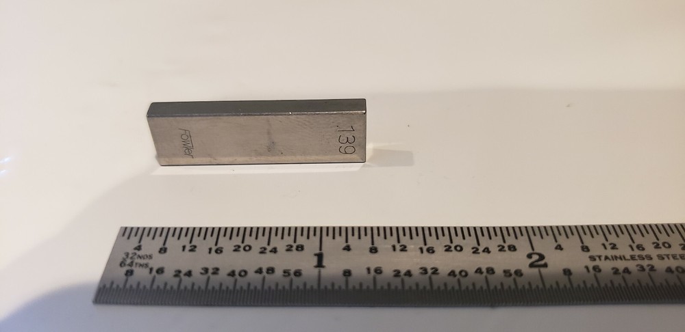 .139" Fowler Rectangular Steel Gage Gauge Block.