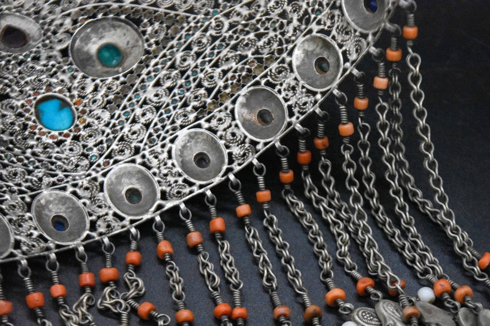 Exquisite Bukhara Persian Solid Silver Tiara with Stone work Islamic Eastern