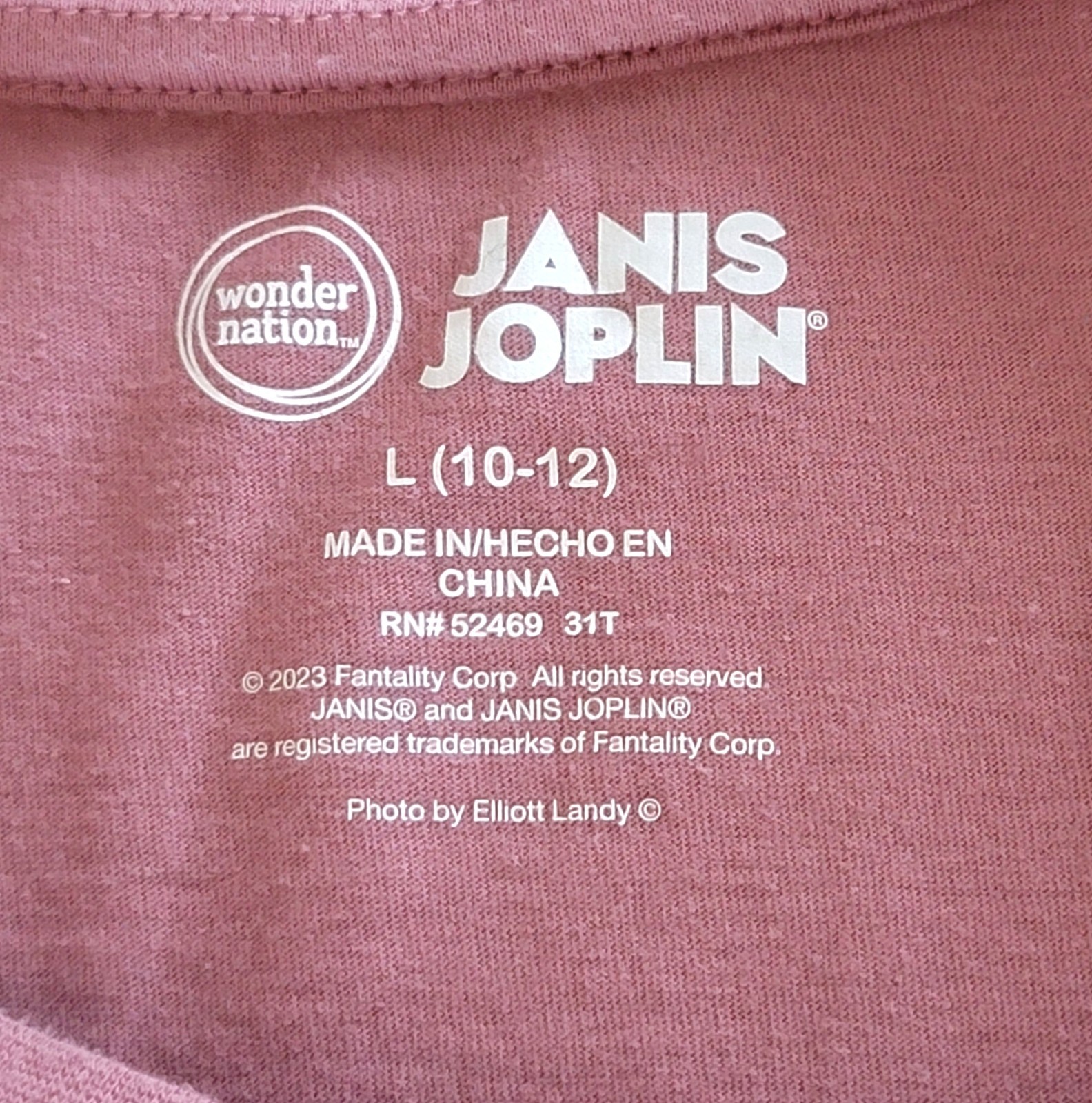 Janis Joplin Kozmic Blues 1969 Live Concern Graphic T-Shirt Youth Size: L(10-12)