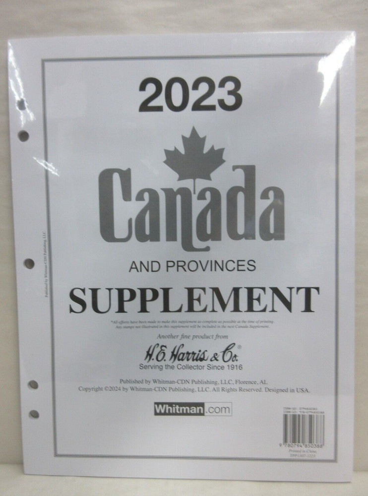 2023 H.E. Harris Canada and Provinces Supplement Album Pages for Canadian Stamps