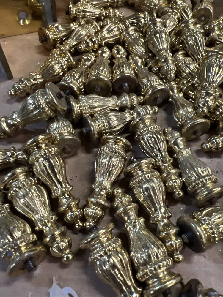 Antique Polished Brass Hinge Finials.