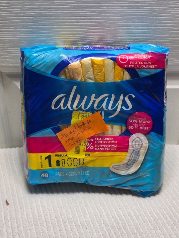Always Maxi Size 1 Regular Absorbency Without Wings 48 Count Unscented (C