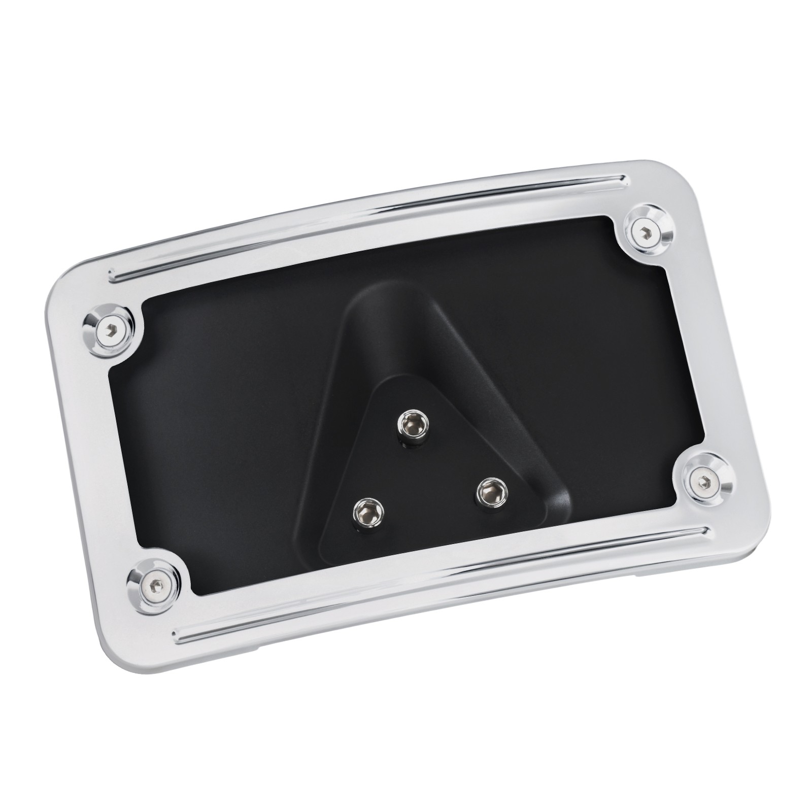 Chrome Curved Laydown License Plate Mount Bracket For Harley Softail Sportster