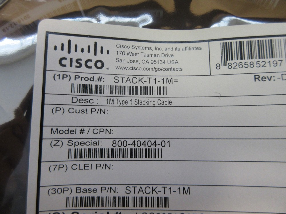 Cisco STACK-T1-1M StackWise 1M Stacking Cable