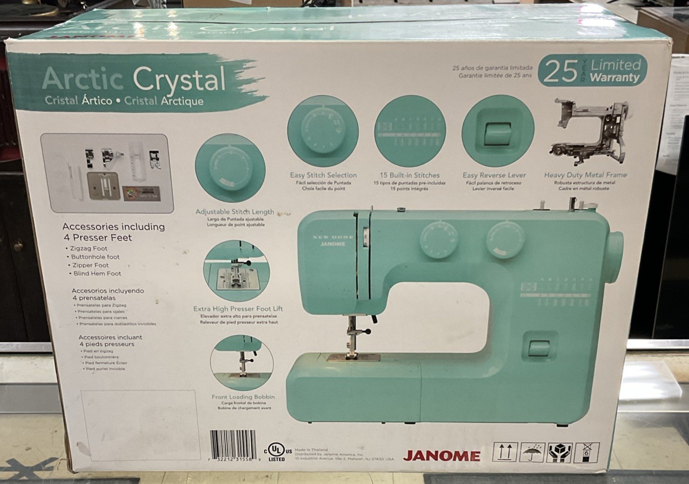 Janome Arctic Teal Crystal Easy-To-Use Sewing Machine - New!