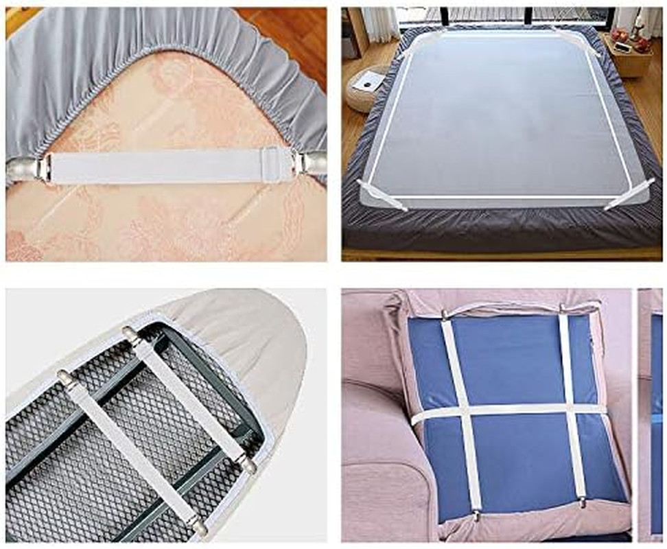 8 Pack Adjustable Bed Sheet Straps Elastic Corner Holders Clips for Sheets