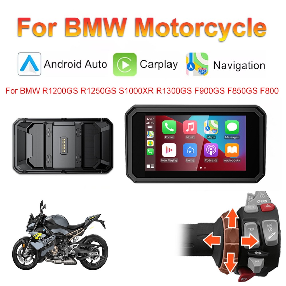 for BMW Motorcycles Touchscreen,Plug & Play Display,Support CarPlay/Android Auto