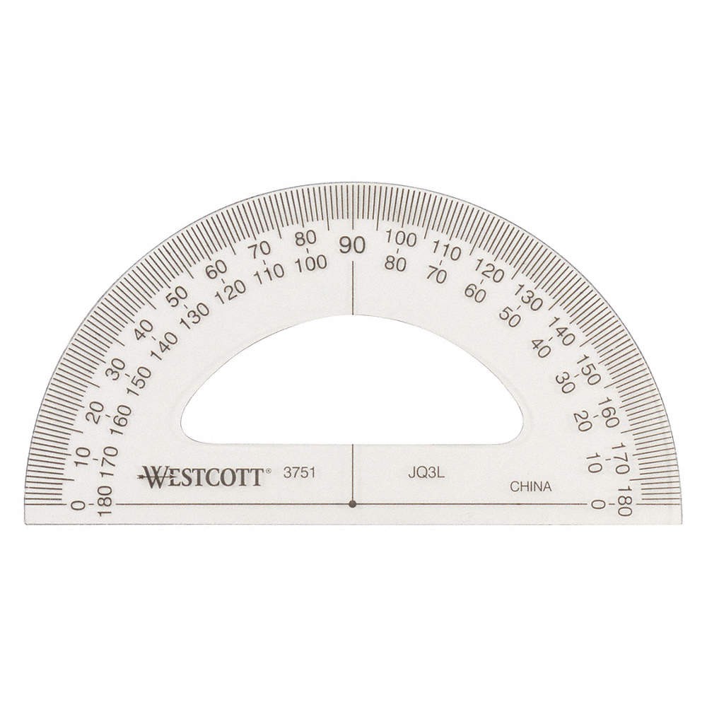 WESTCOTT 3751 Manual-Reading Protractor,Grad 1 deg 26CT90