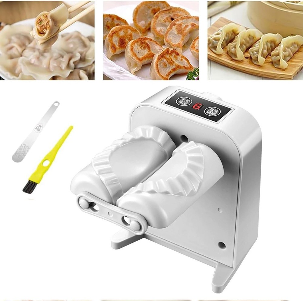 Automatic Dumpling Maker, Electric Press with Spoon & Brush for Home Kitchen
