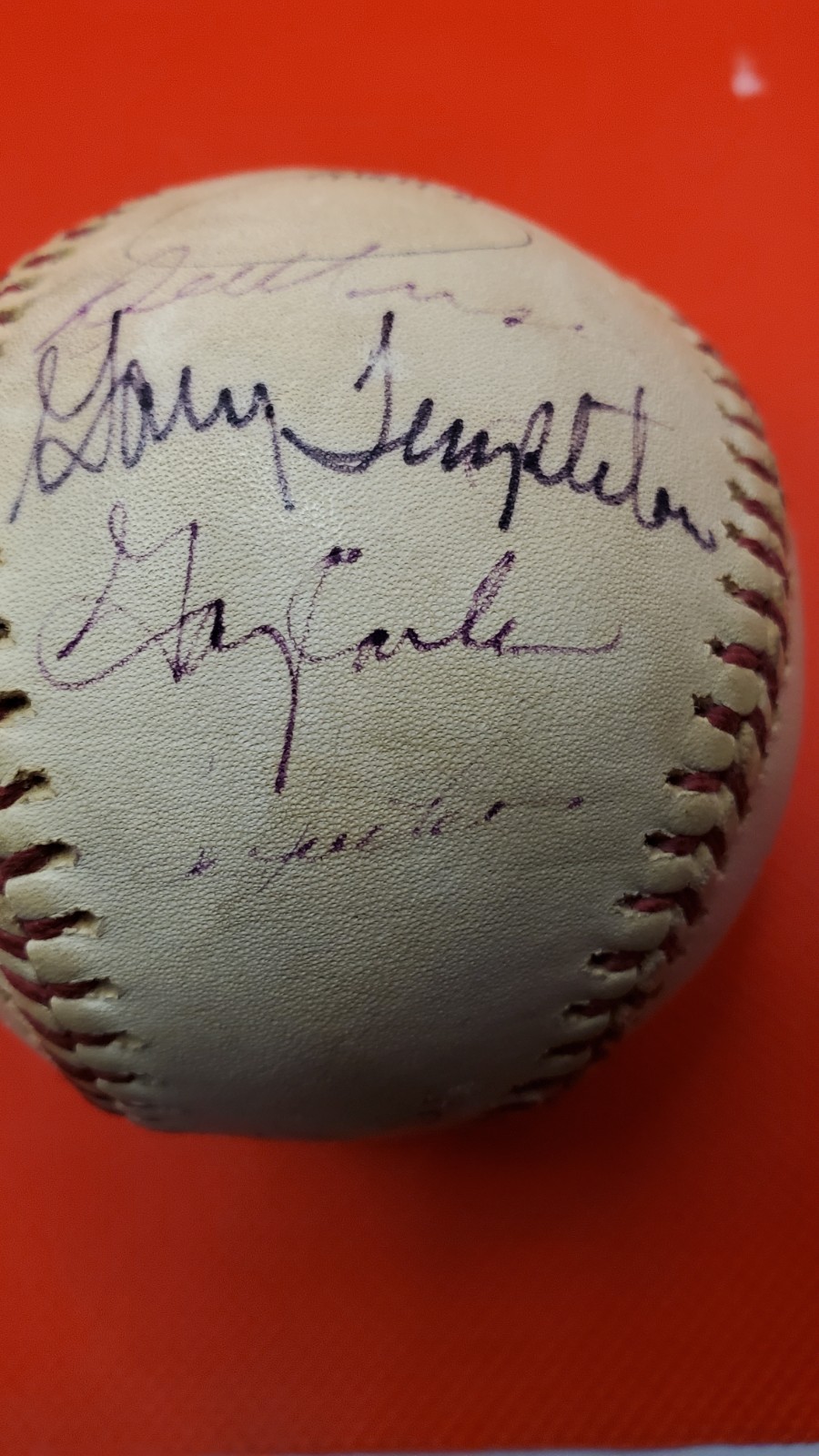 Gary Carter, Enos Slaughter, Gary Templeton Signed Baseball - Beckett - HOF