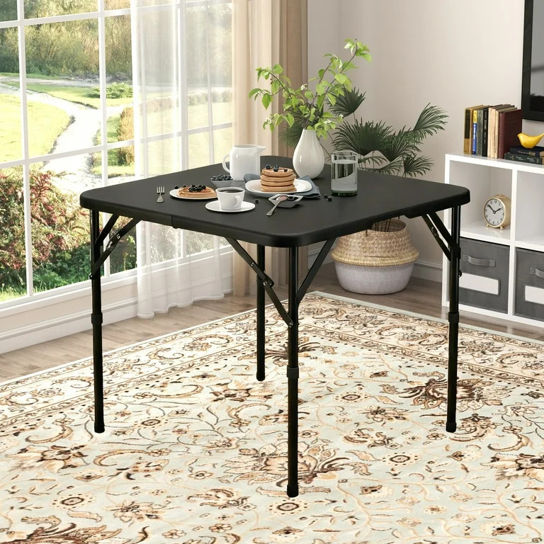 Folding Table 4ft Portable Plastic Fold-in-Half Utility Dining Table for Camping