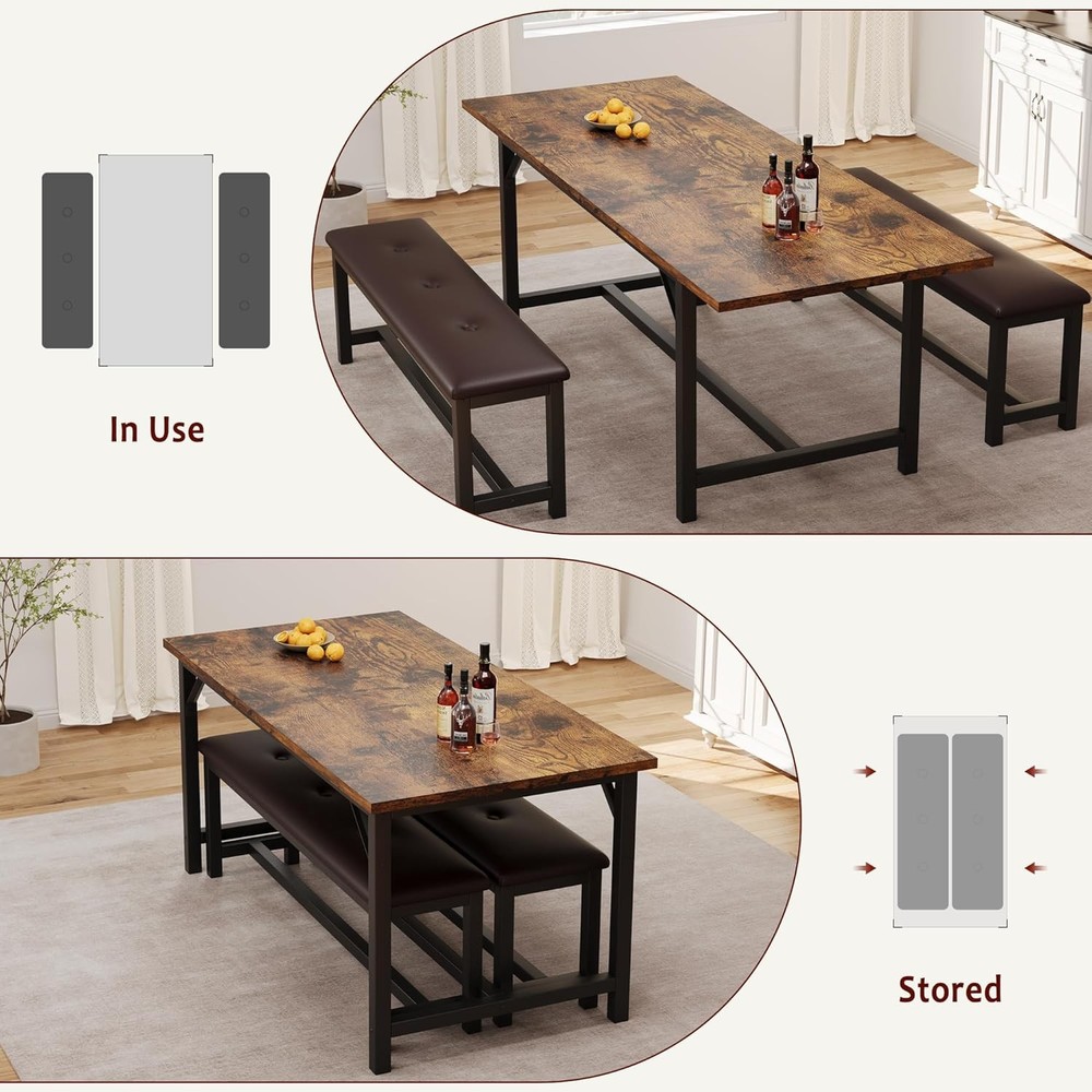 Dining Table Set 3 Piece Extendable Kitchen Table Set Rectangle Kitchen Table