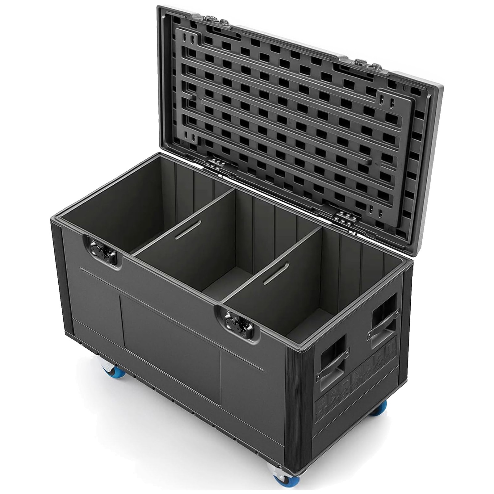 44" x 22" x 24"Cable Trunk Road Case with Wheels and Divider Stackable Road Case