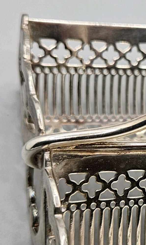 Silver Plated Biscuit Square Cracker Tray Double Sided Reticulated