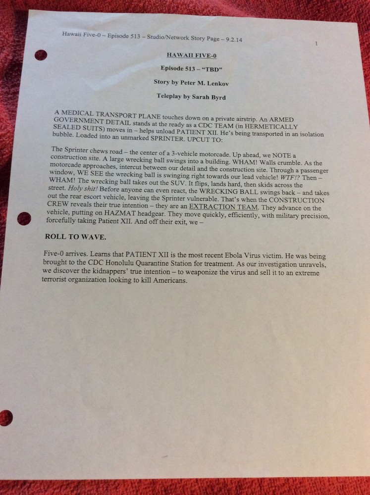 HAWAII FIVE-O ORIGINAL SCRIPT 513 SCHEDULE 2014 LA PO'INO DANIEL DAE KIM