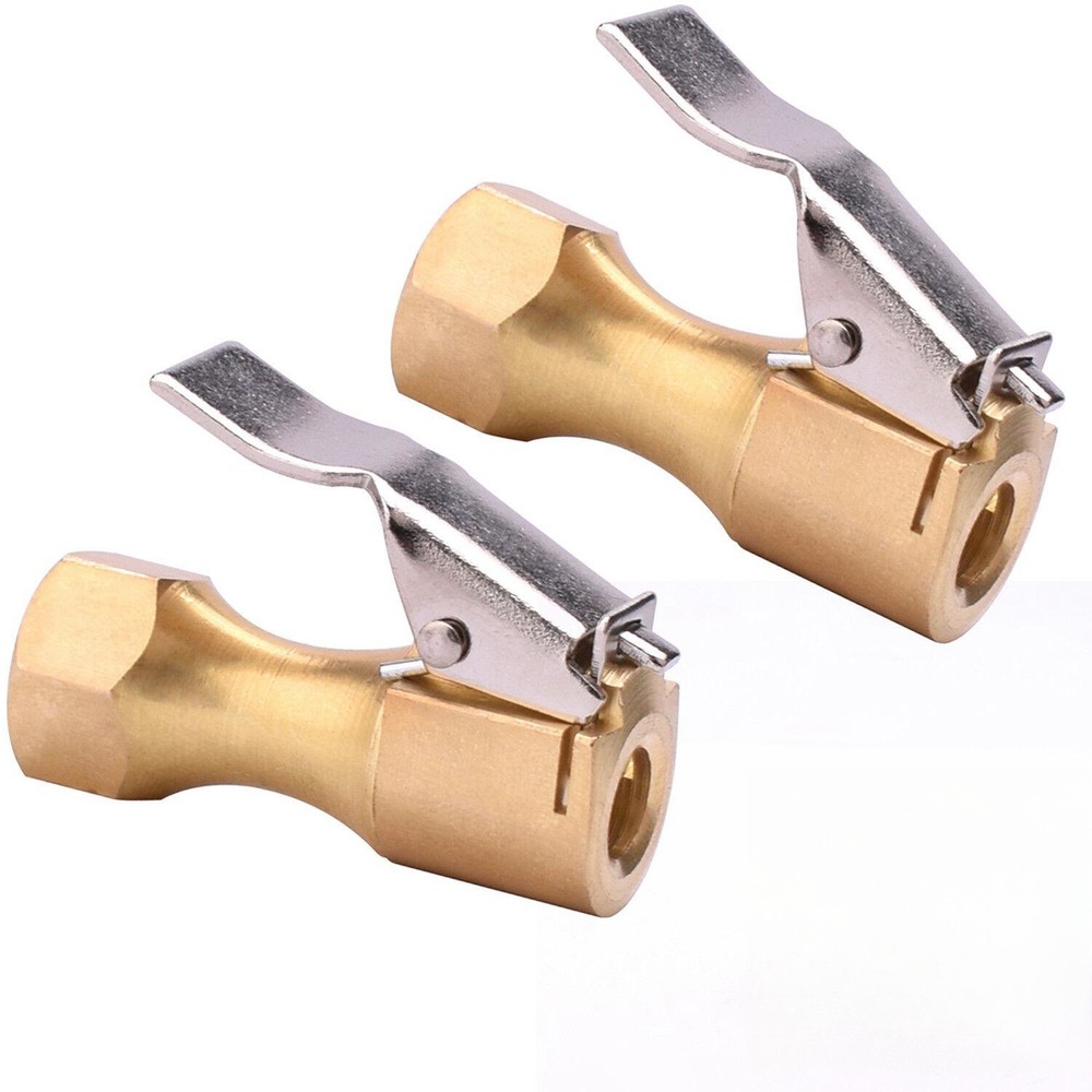 2Pcs 8mm Open Flow Air Chuck with Lock Connector Tire Inflator Valve