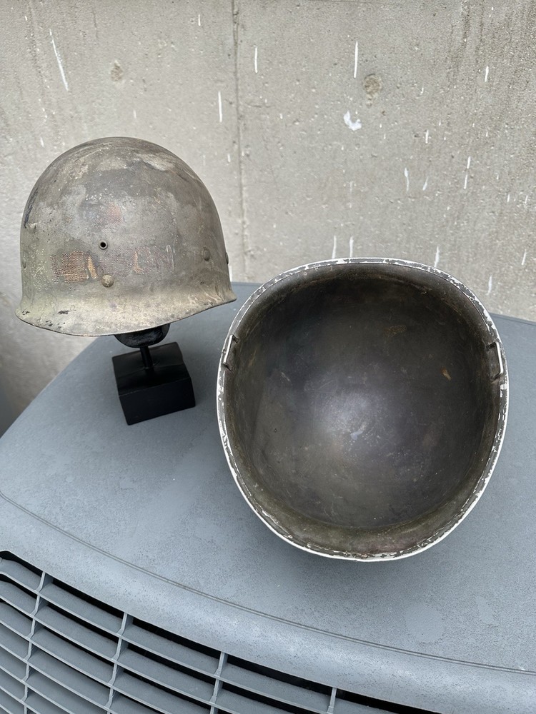 WW2 NAMED FIXED BALE HELMET MATCHED SET PAINTED INSIGNIA
