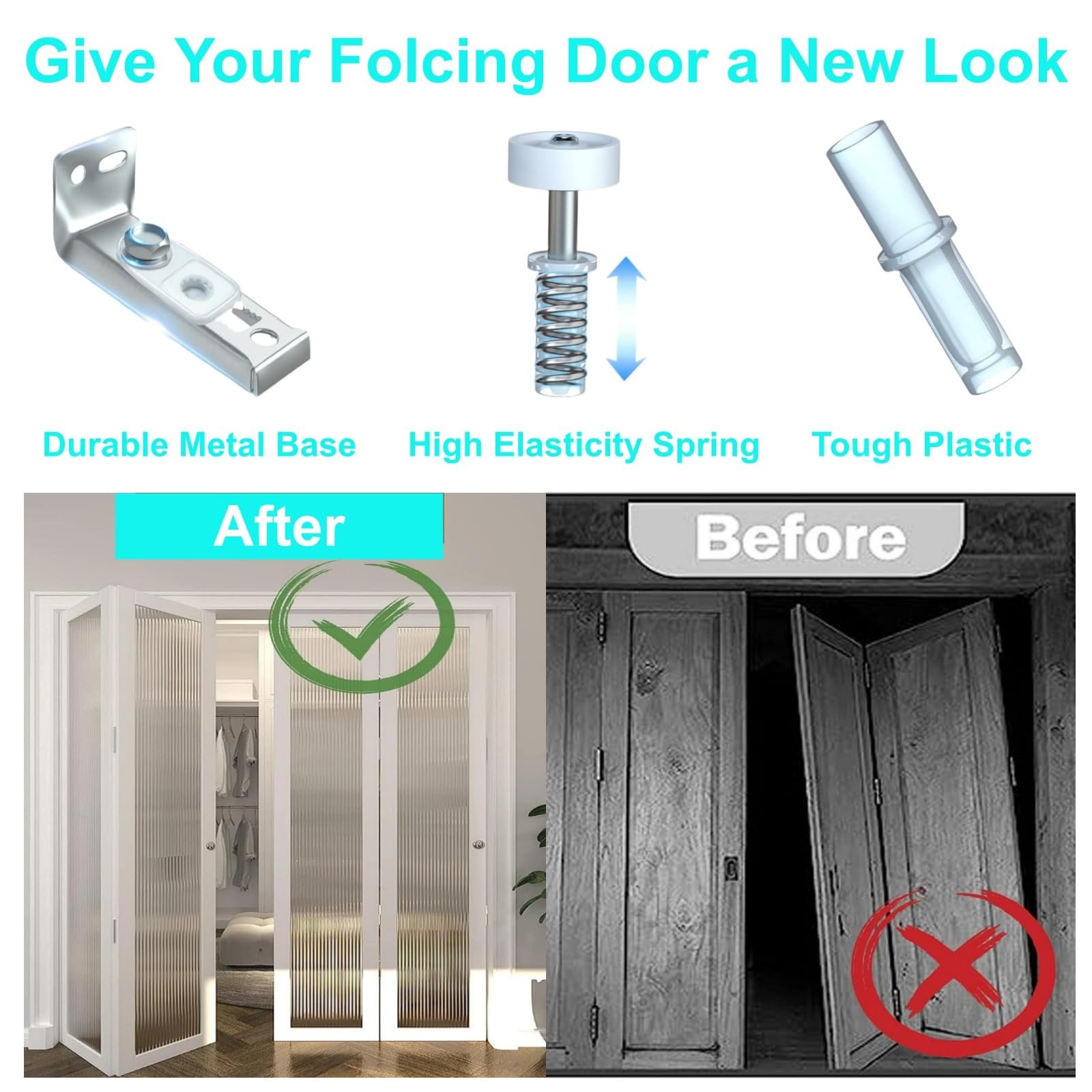 2 Pack Bifold Door Hardware Repair Kit - Ideal Replacement Parts for Bi - Fold &