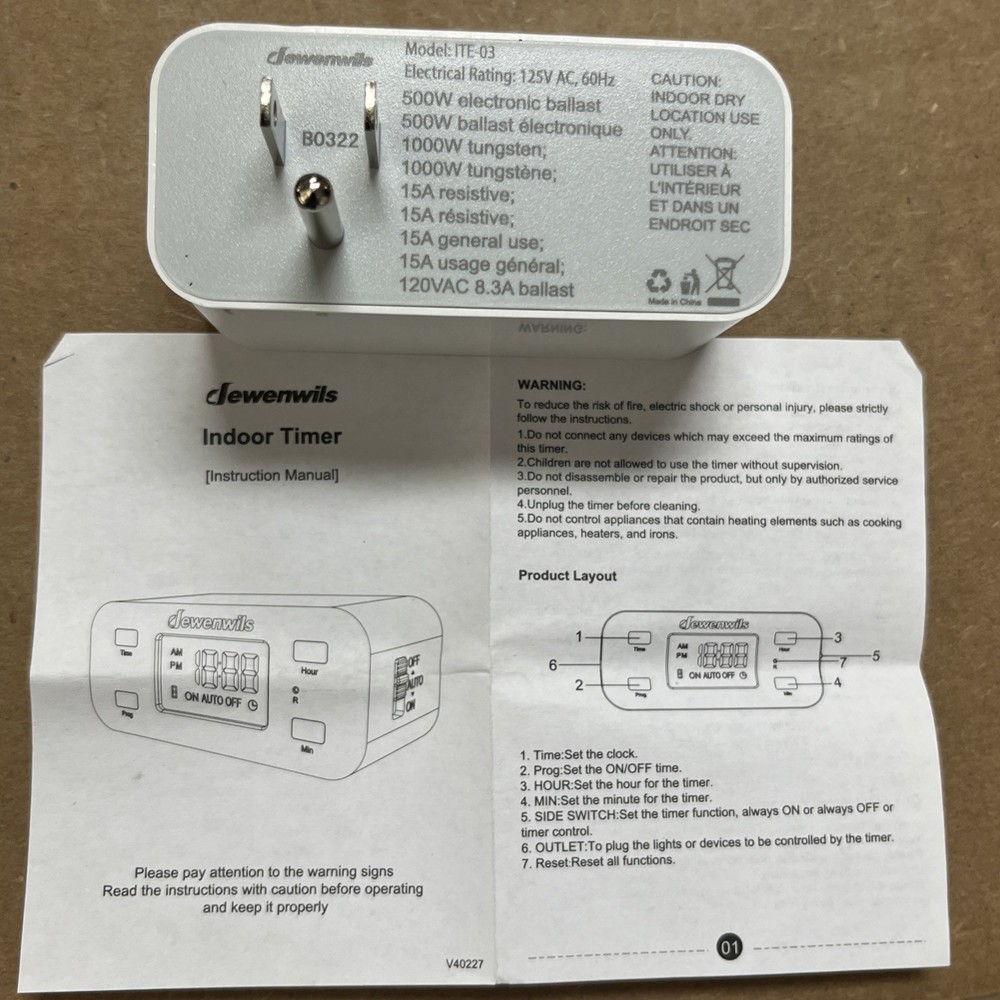 DEWENWILS INDOOR TIMER HIDT22X