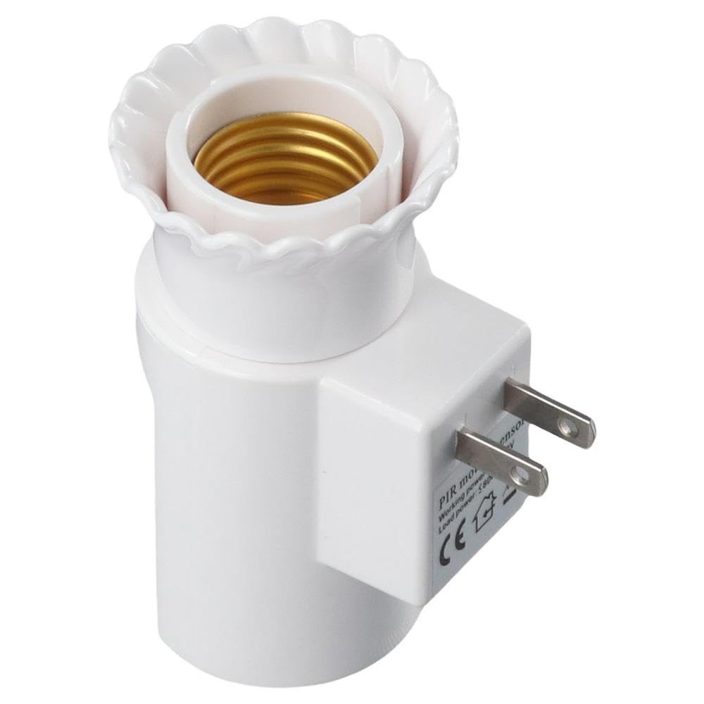 E27 Screw Light Socket Plastic Durable White Motion Detection Switch Portable...