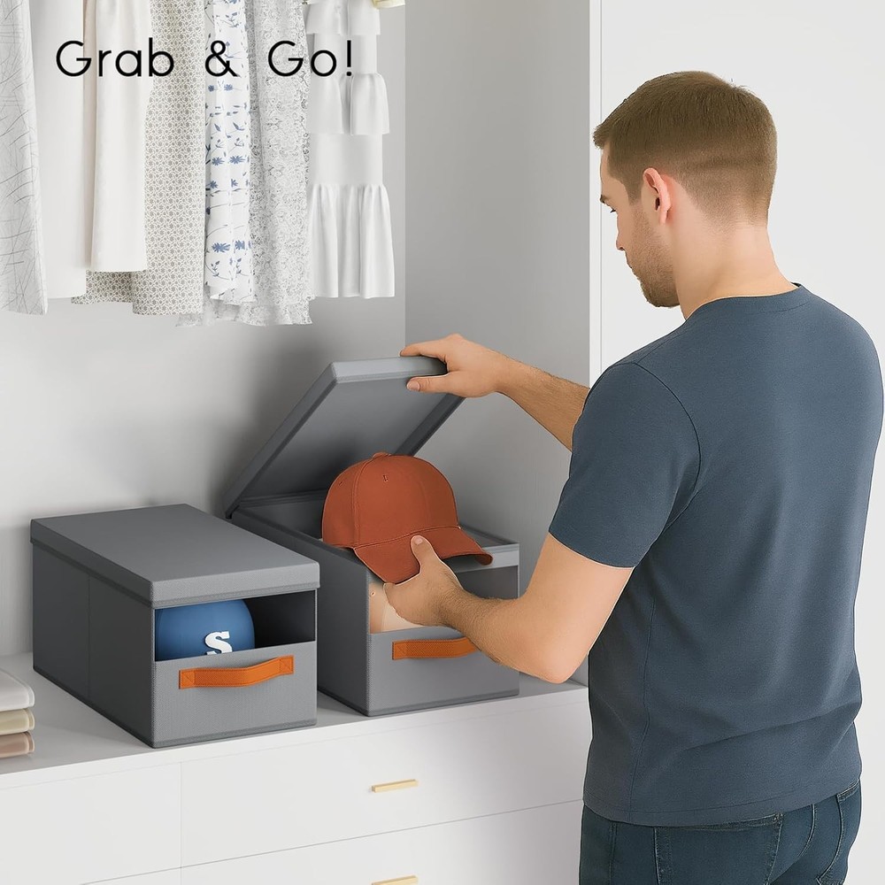 3 Pack Hat Organizer for Baseball Caps, Hat Storage Box with Clear Window