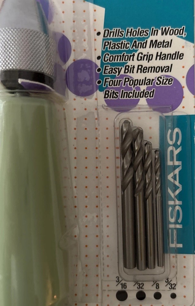 Fiskars Craft Drill Model 8156 Includes 4 Popular Size Bits New In Package