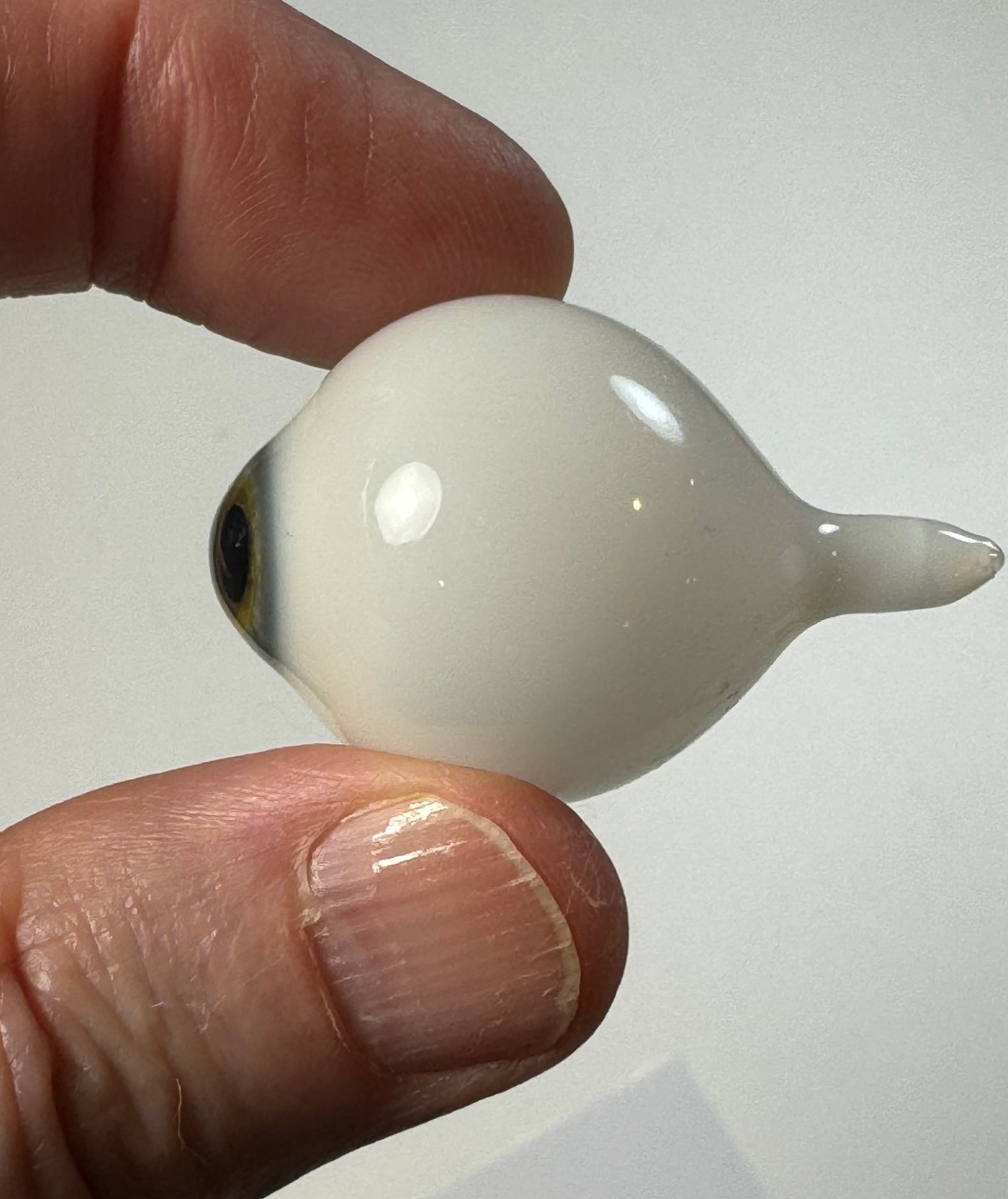 Antique German hand-blown human prosthetic glass eye. Full eyeball. Blue.