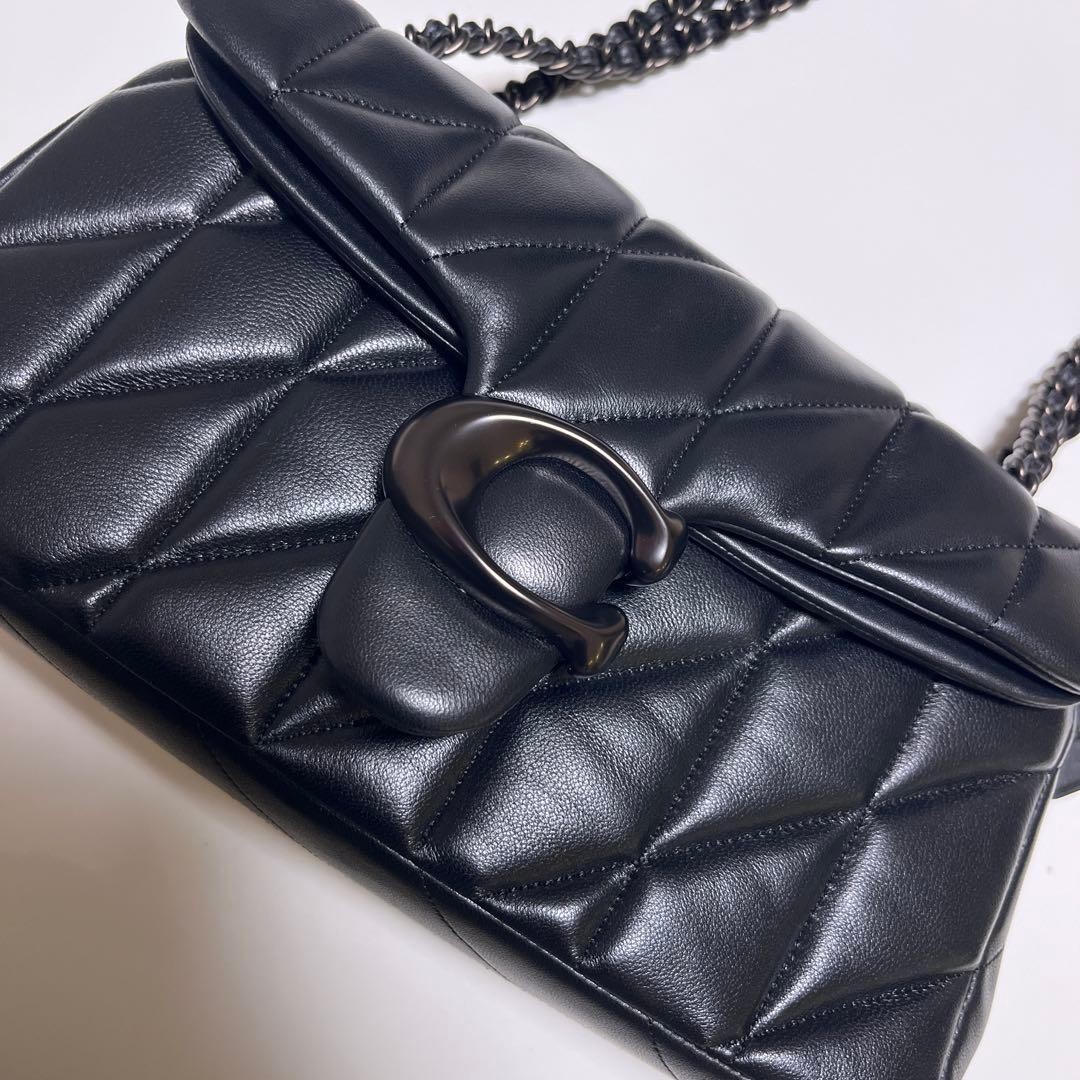 COACH CP150 Tabby 26 Quilted Shoulder Bag Leather Black/Black Silver NWT