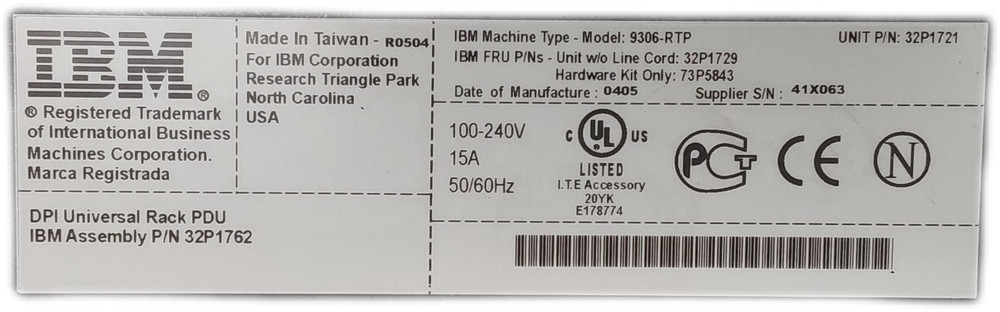 IBM 9306-RTP DPI Rack PDU 7 Outlets