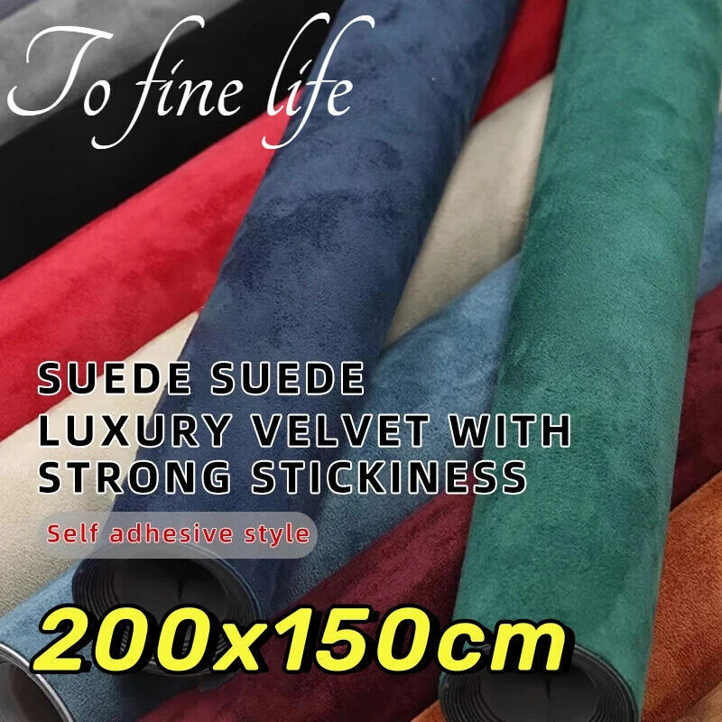 Black Alcantara Style Self Adhesive Car Interior Vinyl Wrap Faux Suede 200X150