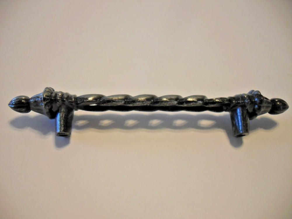 Vintage Nos Drawer Pull Silver/Pewter & Black Barber Pole Shape Cabinet Handle
