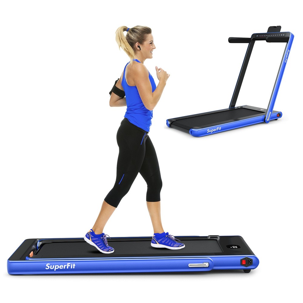 2.25HP Speed Adjustable Folding Treadmill W/Bluetooth Speaker Remote Control LED