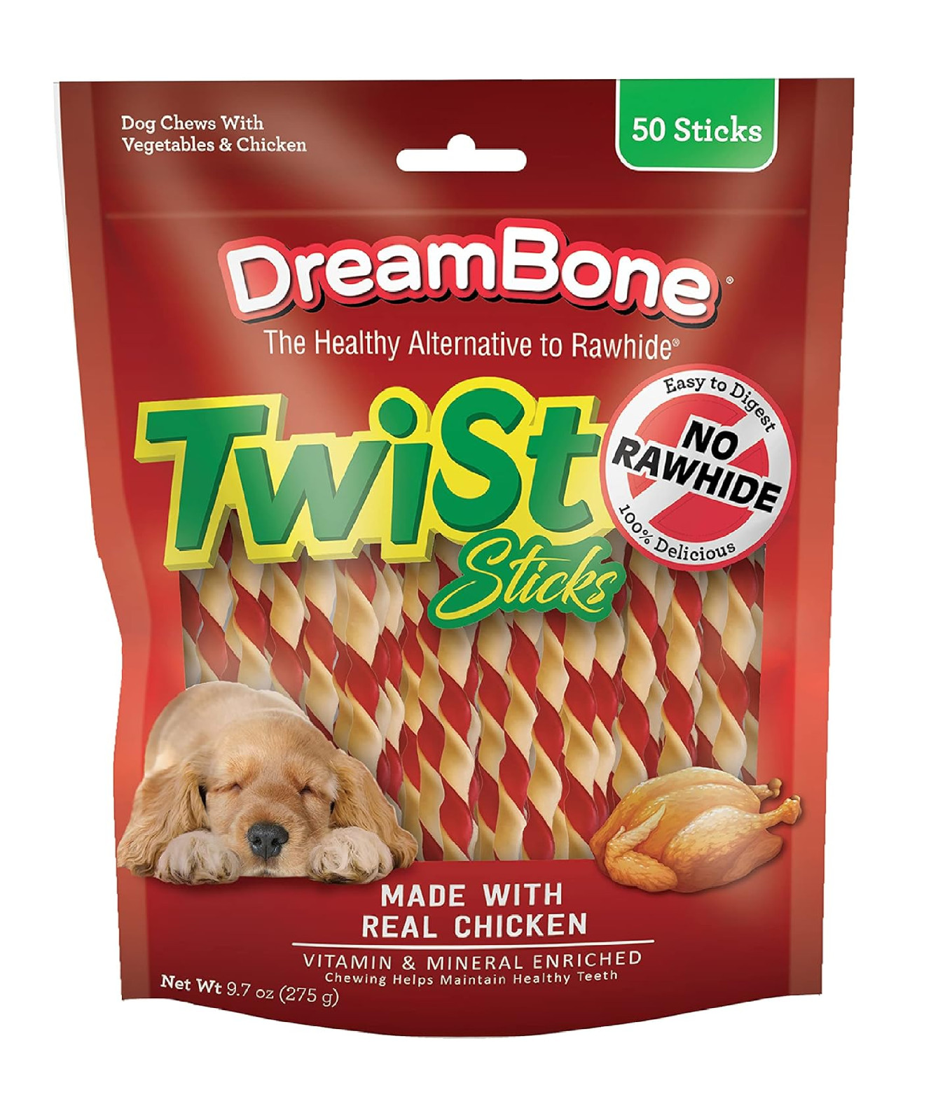 DreamBone Twist Sticks Chews for Dogs, 50 Count, Treat Your Dog to Easy-to-Diges