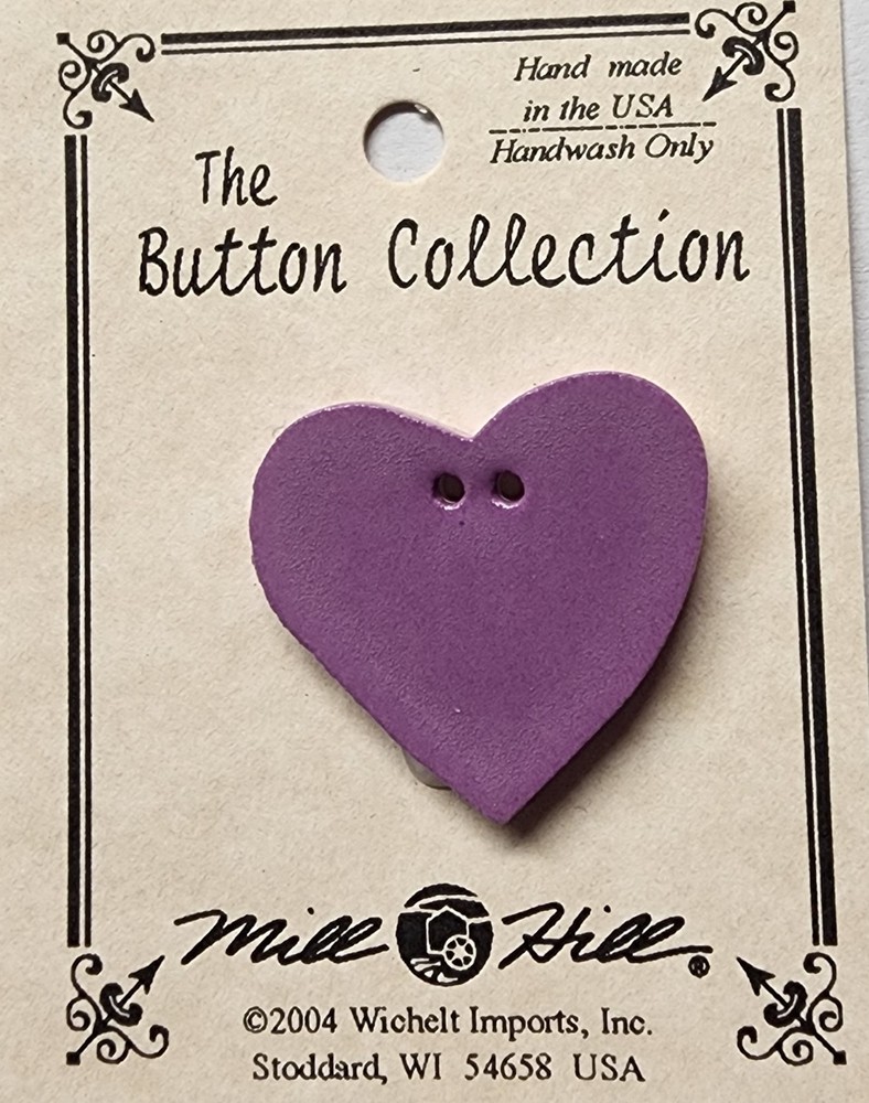 DIY Mill Hill Ceramic Button - Large Lilac Heart