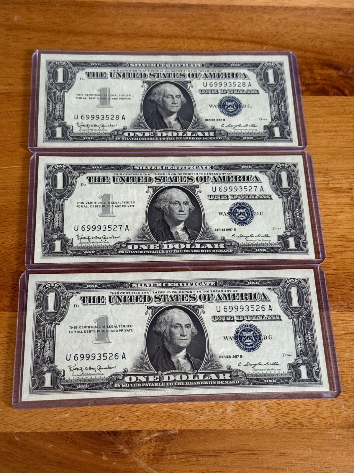 SET OF 3 Sequential • 1957 $1 Silver Certificates • CRISP GEM UNCIRCULATED NOTES