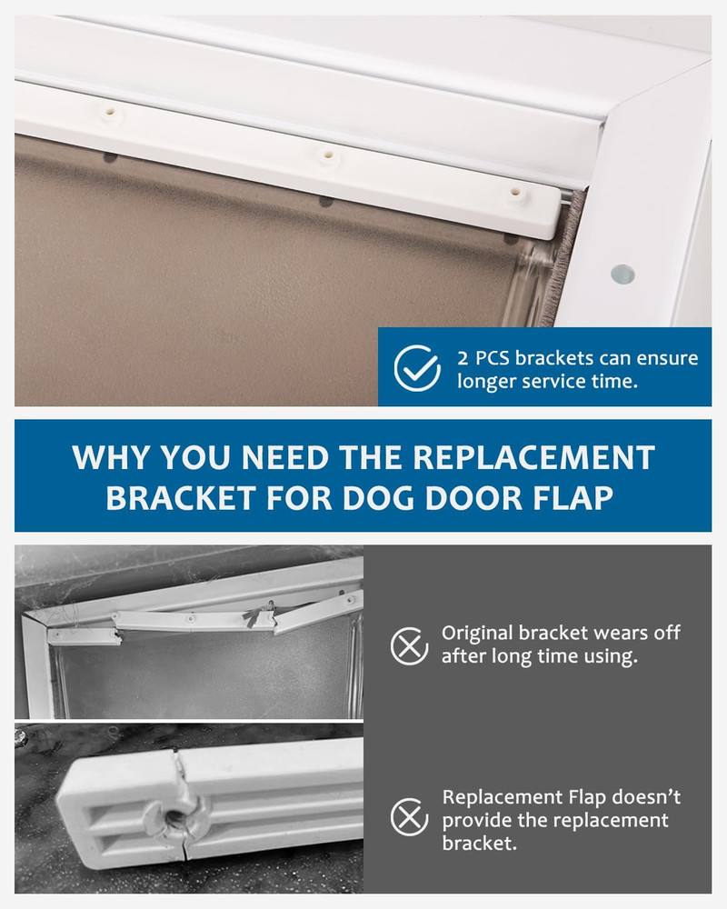 2 Pack Replacement Bracket for Petsafe Dog Door Replacement Flaps Large - Plasti