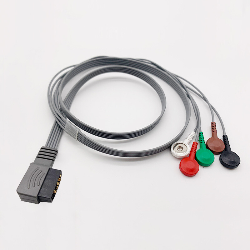 Compatible Philips DigiTrak XT ECG Cable 5Leads Snap Electrode Connector M4725A