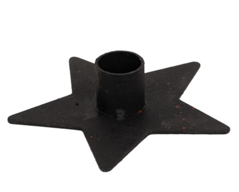 Iron Star Taper Candle Holder- Black