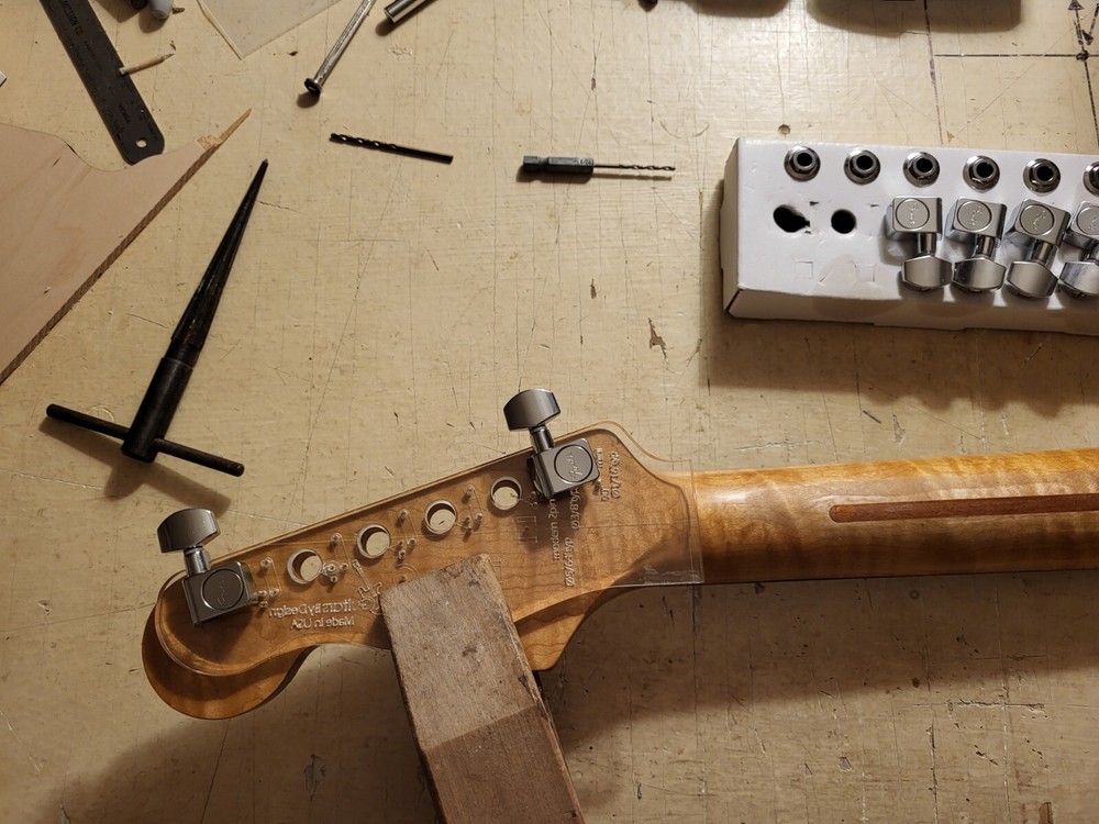 Custom Guitar Headstock Template Tuner Drill Pattern Strat neck HSMST