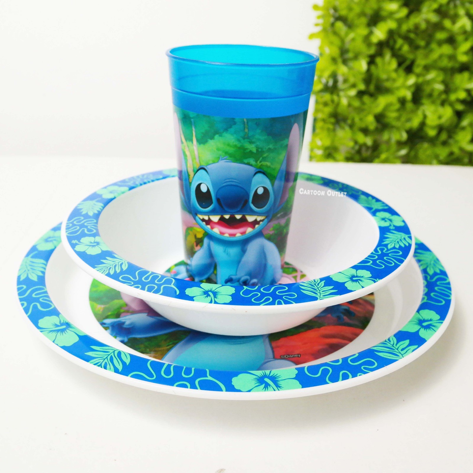 Disney lilo & Stitch 3 pc Plate and Cup Dinner Set Gift Trending Rare Find