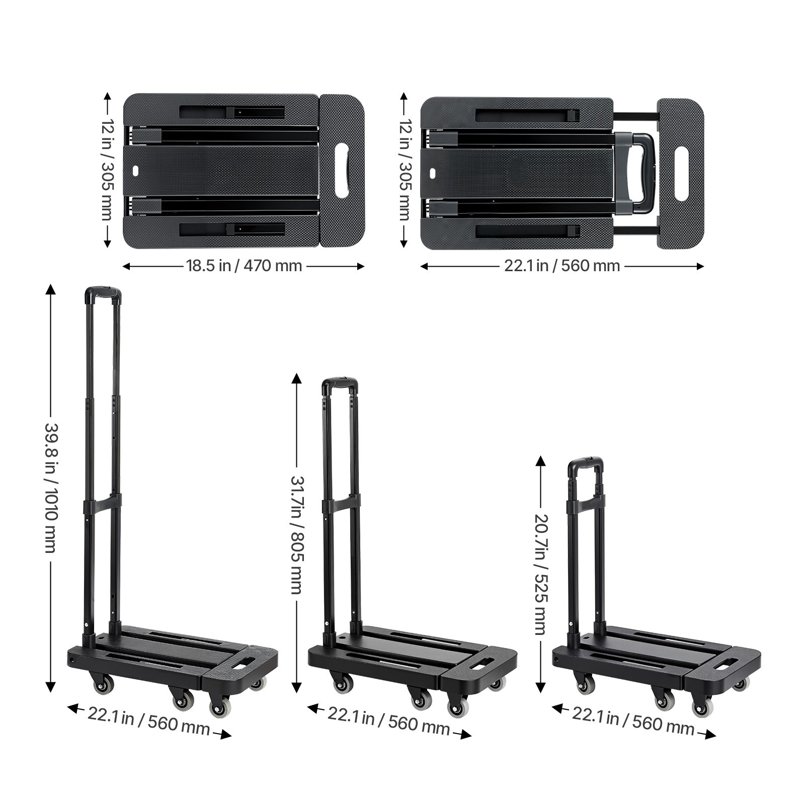 Uimoso Folding Hand Truck 500 lbs Capacity Platform Cart for Easy Transport