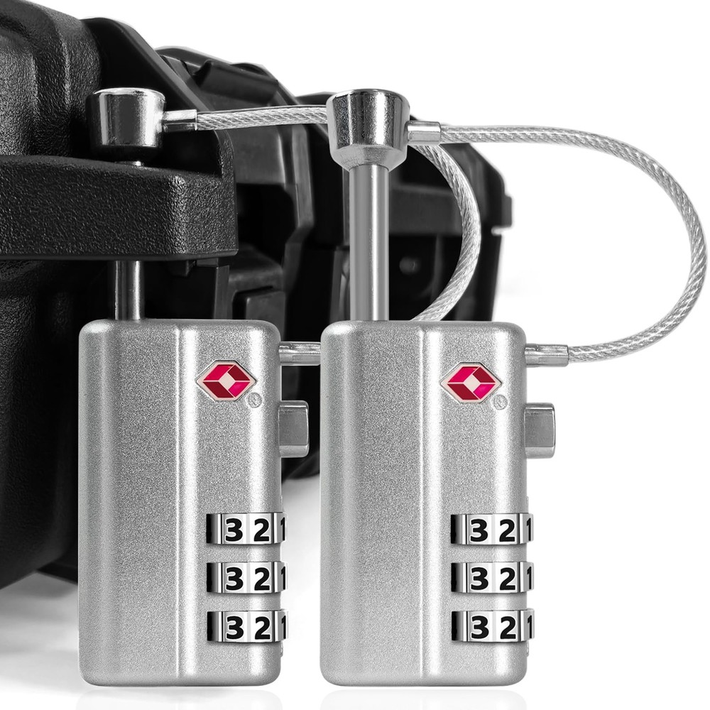 UPGRADED LAFENLIN Gun Case Lock - Adjustable Alloy 2 Pack, Silver - 2 Pack