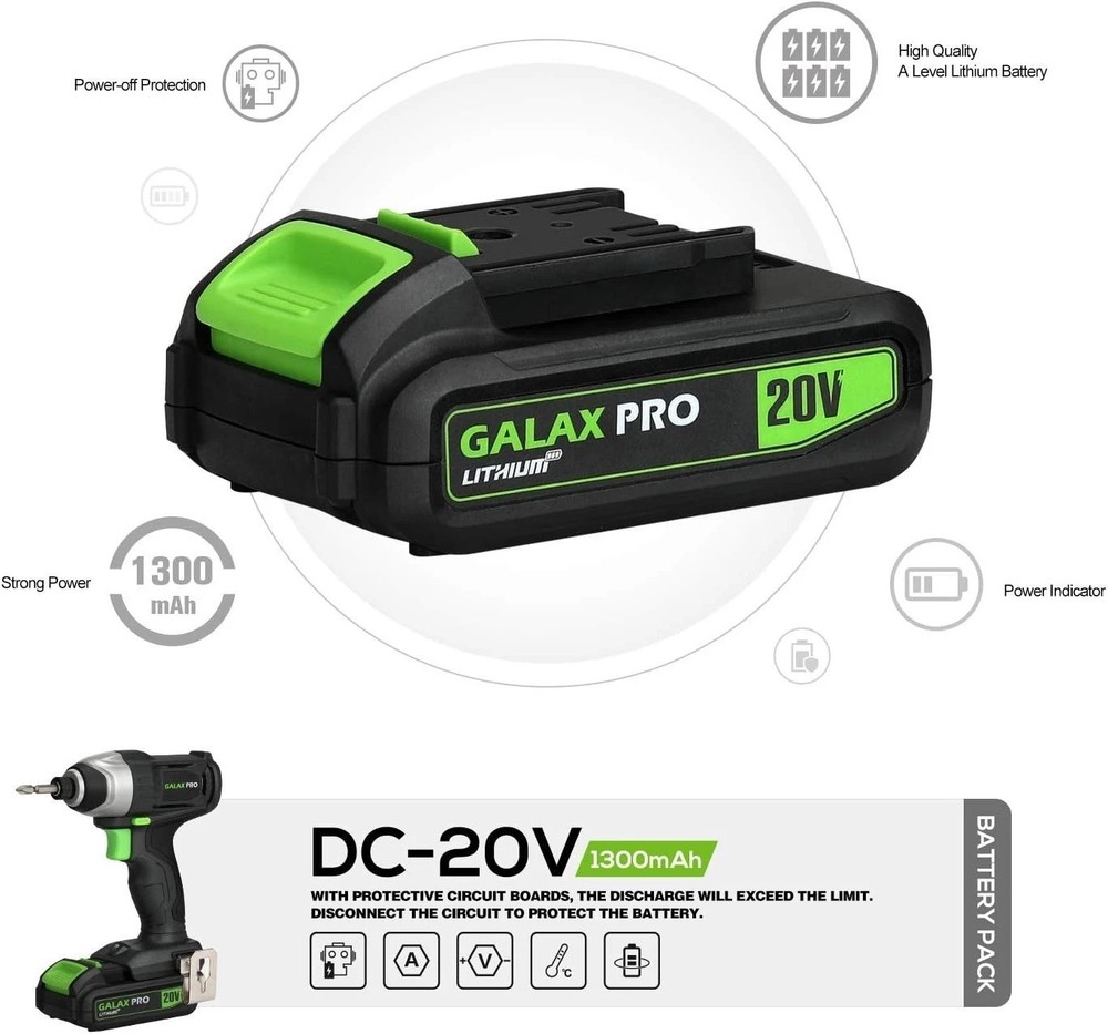 Compact 20V Lithium Ion Impact Driver with Charger & 6 Bits - Versatile Tool