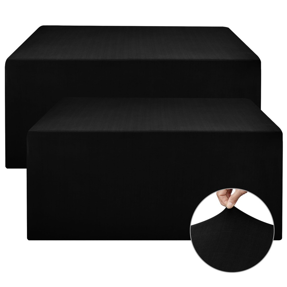 2 PCS Black Modern Rectangular Spandex Polyester Tablecloths 48x24 Fits 4-8ft