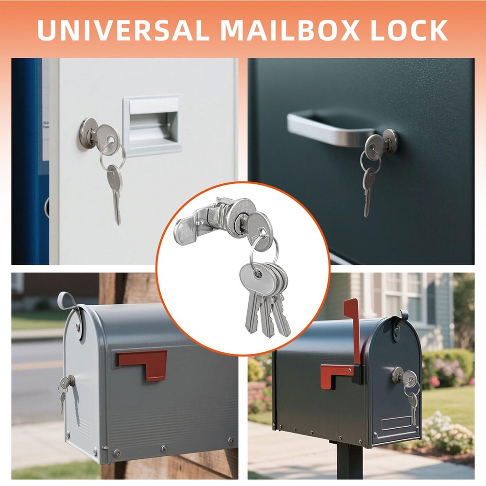Mailbox Lock Replacement with 4 Keys - Multipurpose Mail Box Locks Nickel