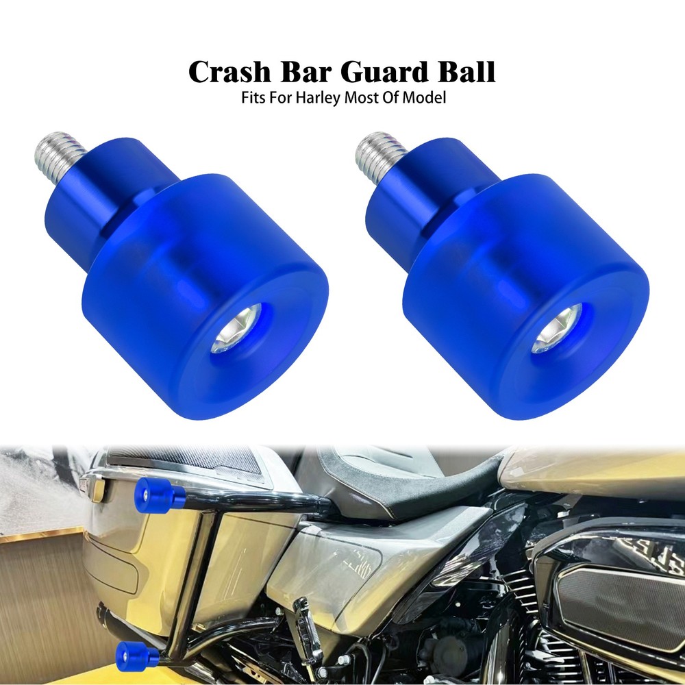 2x Blue Engine Protective Guards Crashs Bars 12mm End Balls Protector For Harley