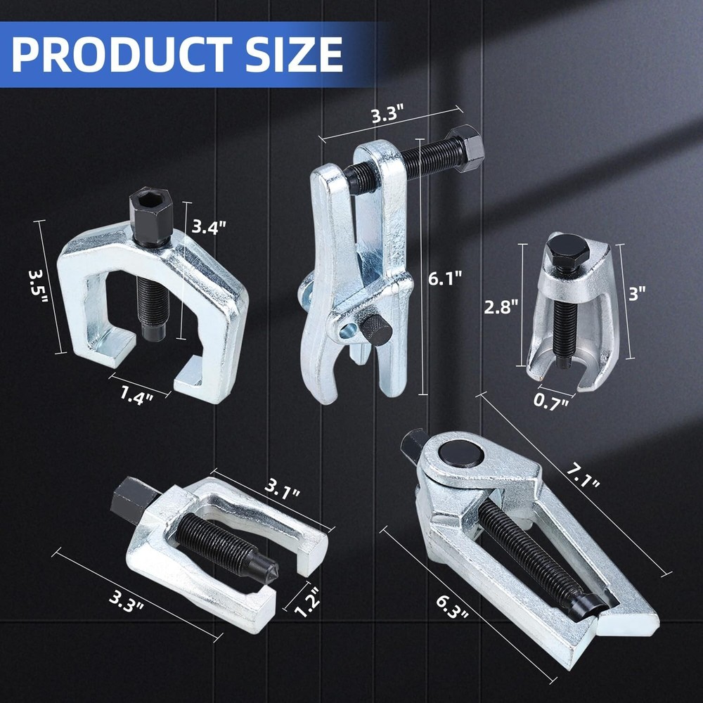 6 Pack Front End Service Tie Rod Tool Set Pitman Arm Puller Ball Joint Separator