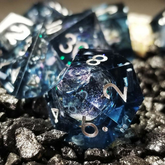 Sage's Winter Souls Liquid Core Sharp Edge Resin Dice Set